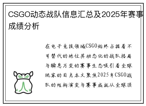 CSGO动态战队信息汇总及2025年赛事成绩分析