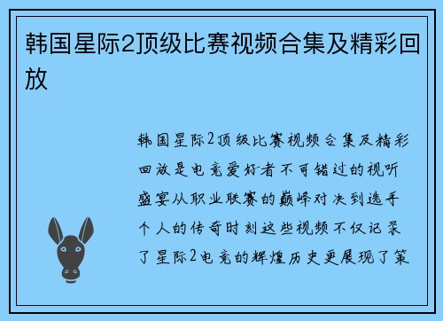 韩国星际2顶级比赛视频合集及精彩回放